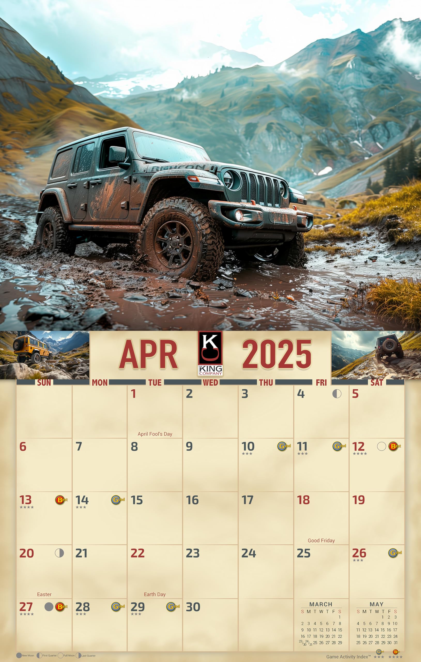 2025 Off-Road 4x4 Wall Calendar 16-Month X-Large Size 14x22, Best